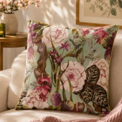 Cuscino divano 45x45 cm fiori rosa