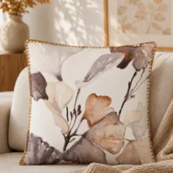 Cuscino divano 45x45 cm fiori tortora