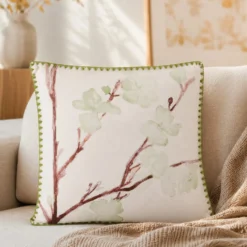 Cuscino divano 45x45 cm fiori verdi