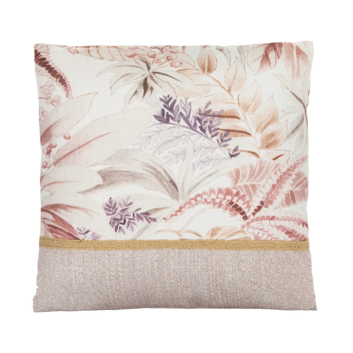 Cuscino divano 45x45 cm foglie beige