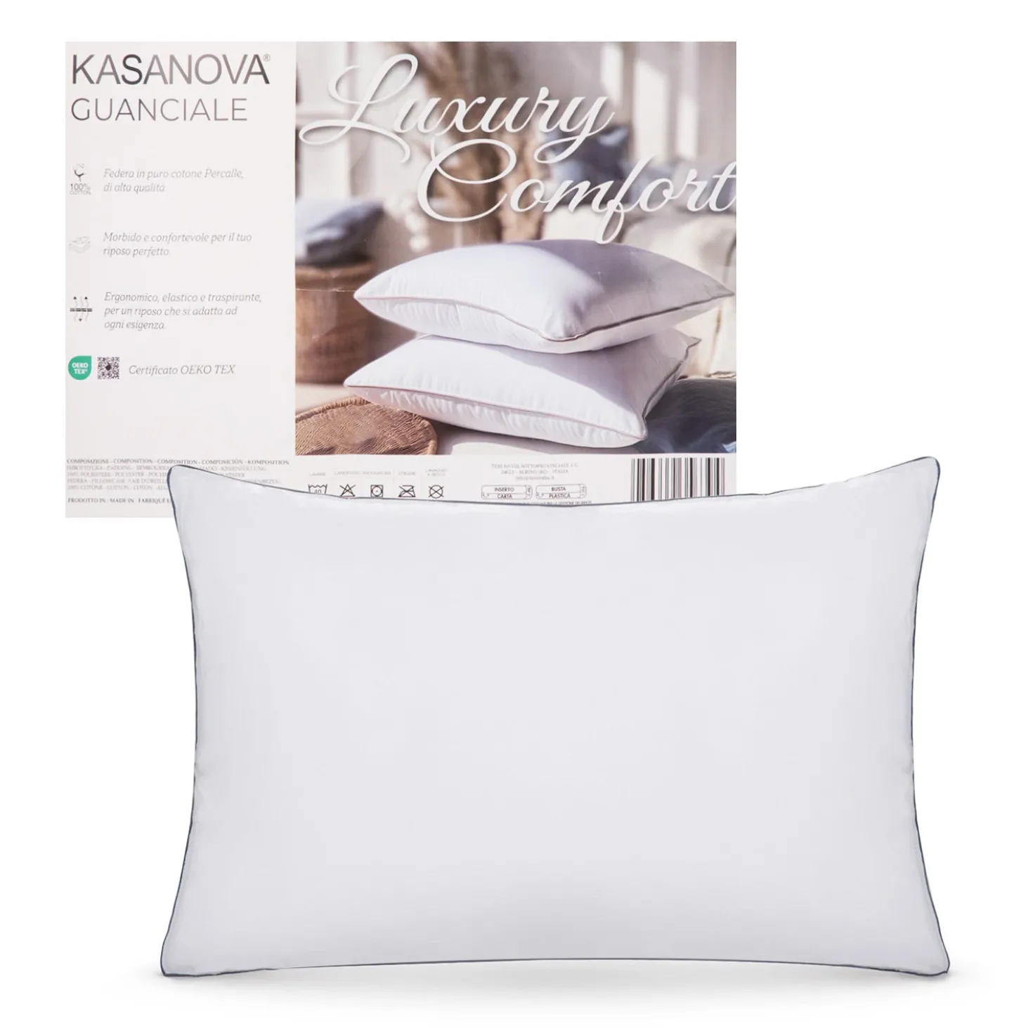 Cuscino guanciale percalle Luxury Comfort