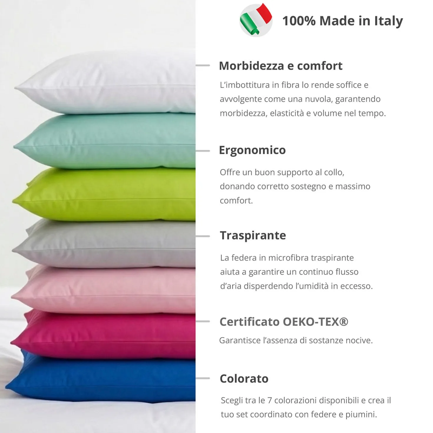 Cuscino guanciale traspirante bianco Softy