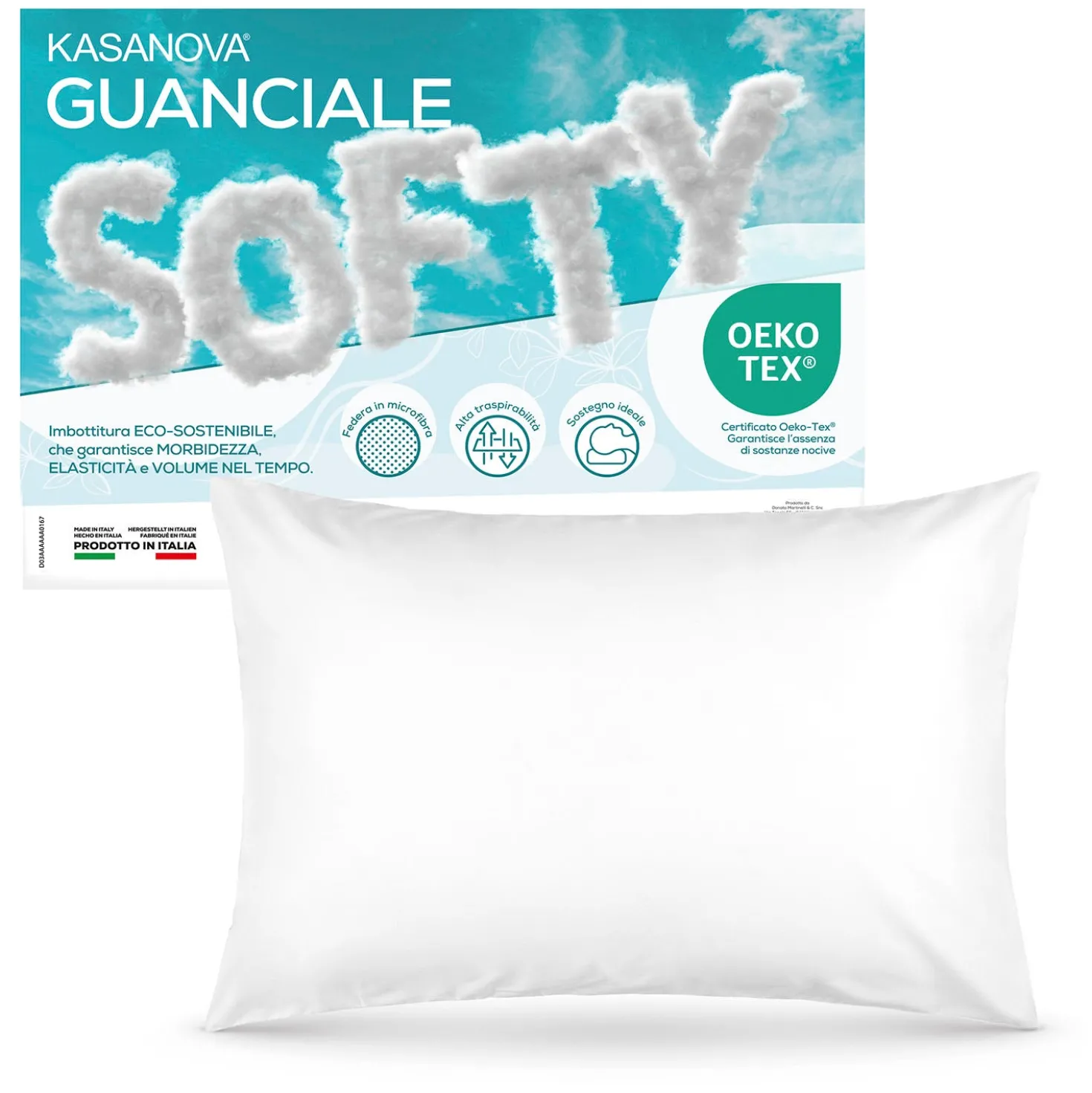 Cuscino guanciale traspirante bianco Softy