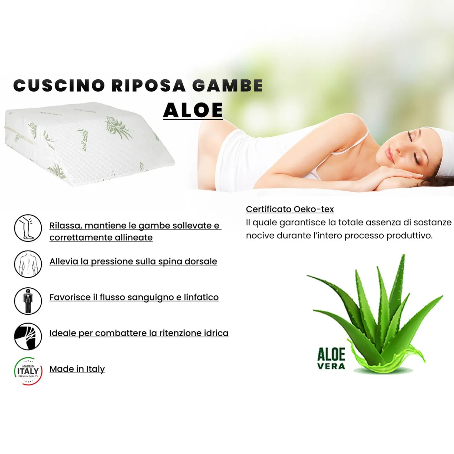 Cuscino posturale per gambe con Aloe Datex