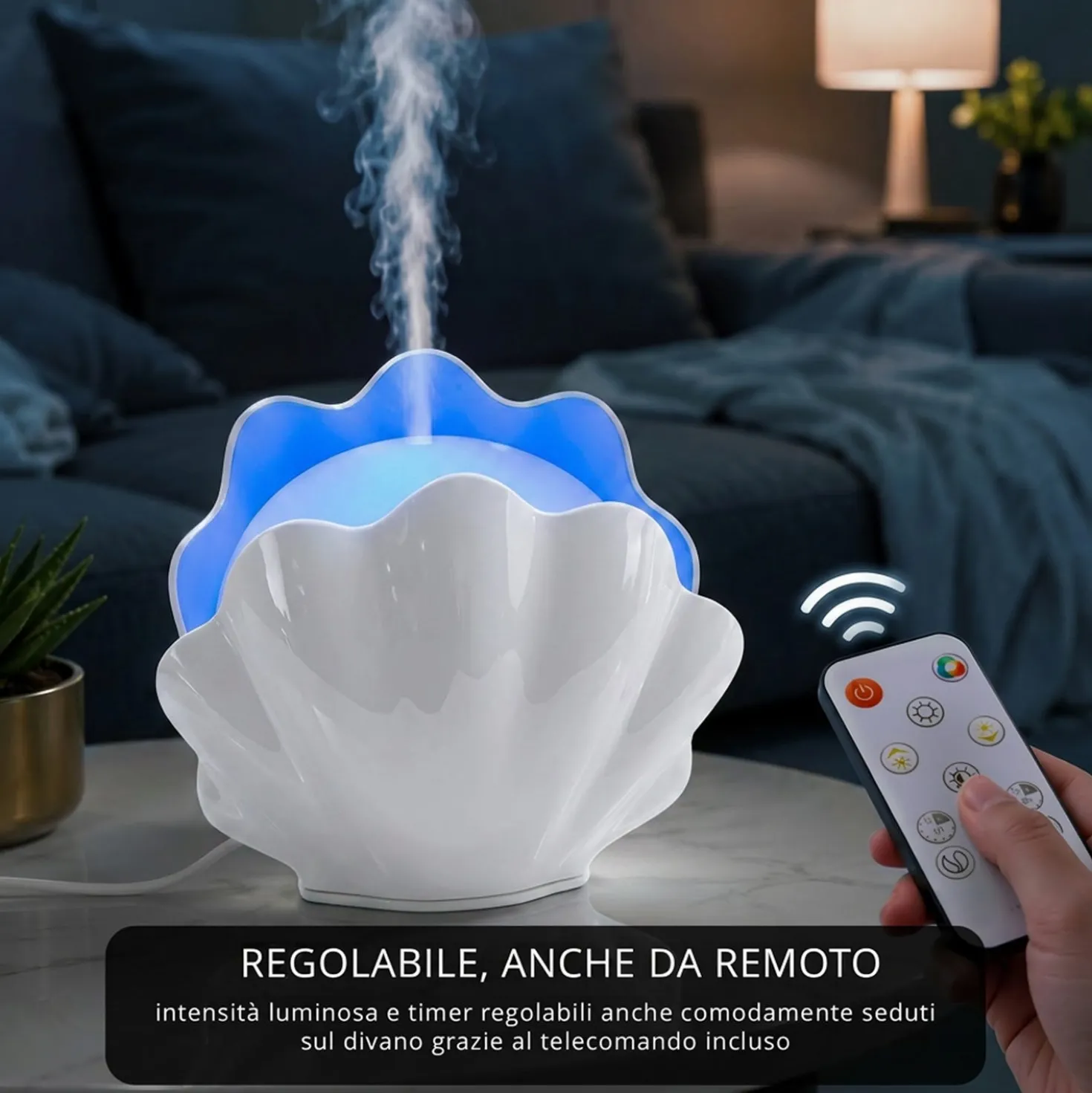 Diffusore conchiglia con cromoterapia bianco