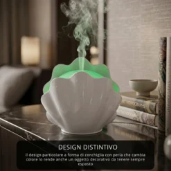 Diffusore conchiglia con cromoterapia bianco