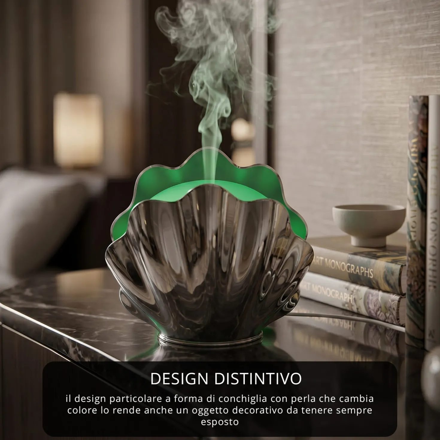 Diffusore conchiglia con cromoterapia cromato