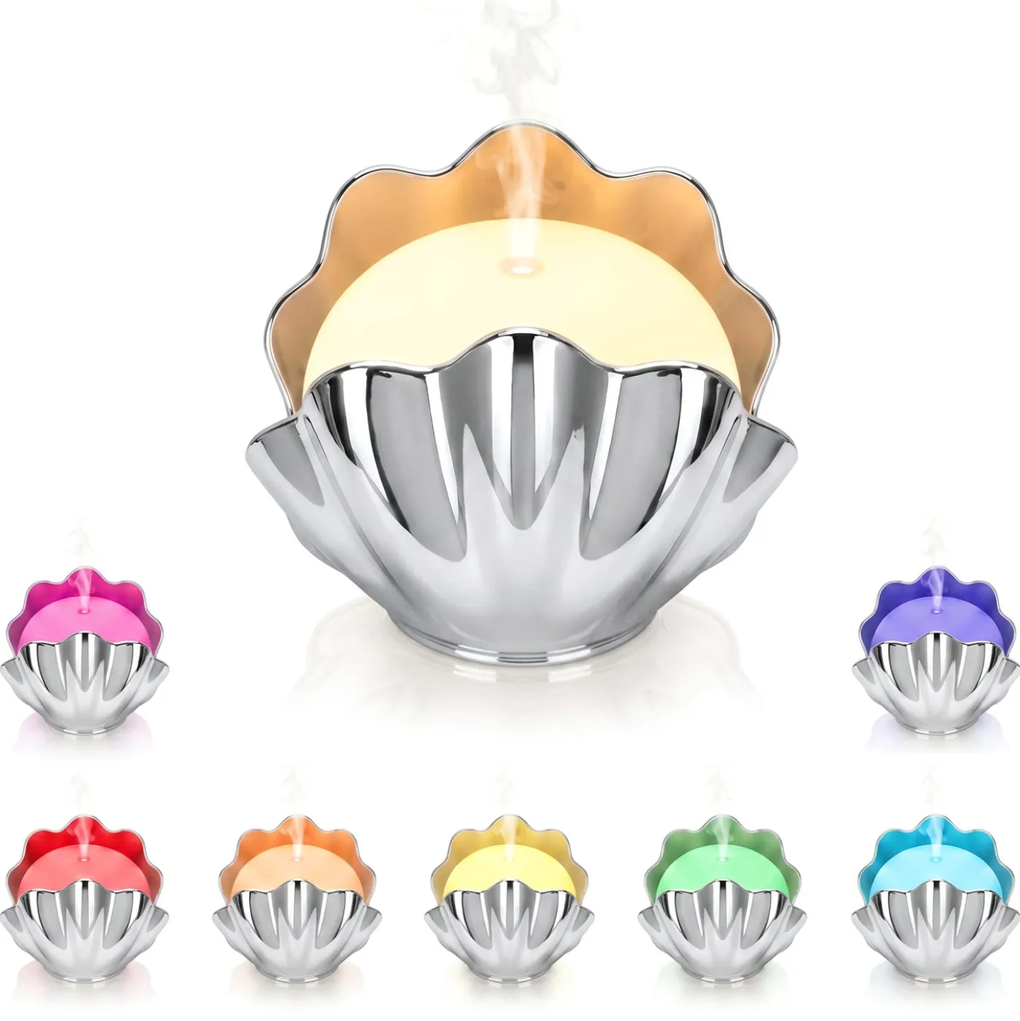 Diffusore conchiglia con cromoterapia cromato