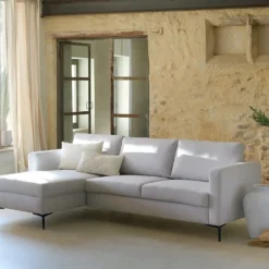 Divano angolare 4 posti grigio chiaro Roan