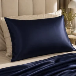 Federa in raso blu 50x80 cm