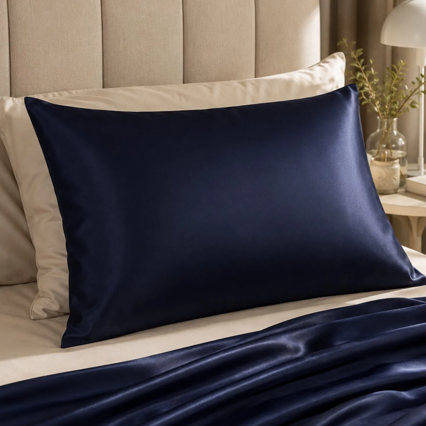 Federa in raso blu 50x80 cm