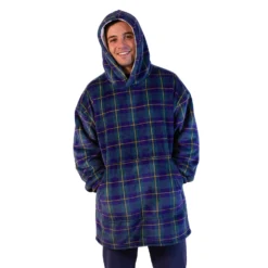 Felpa con cappuccio tartan blu verde Flannel