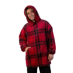 Felpa con cappuccio tartan rosso Flannel