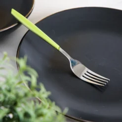 Forchetta tavola sfusa verde in acciaio inox Silhouette