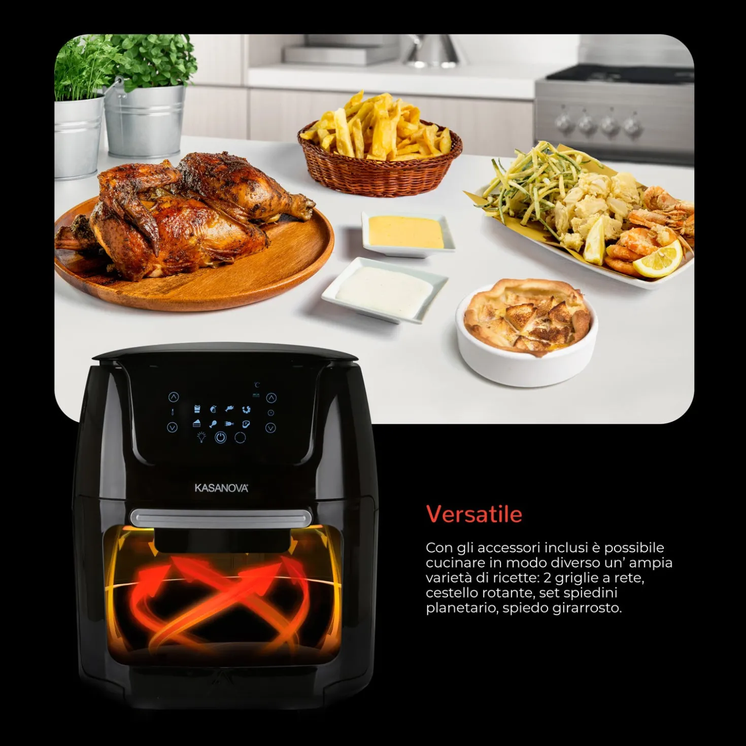 Forno friggitrice digitale ad aria 12 litri Kasanova