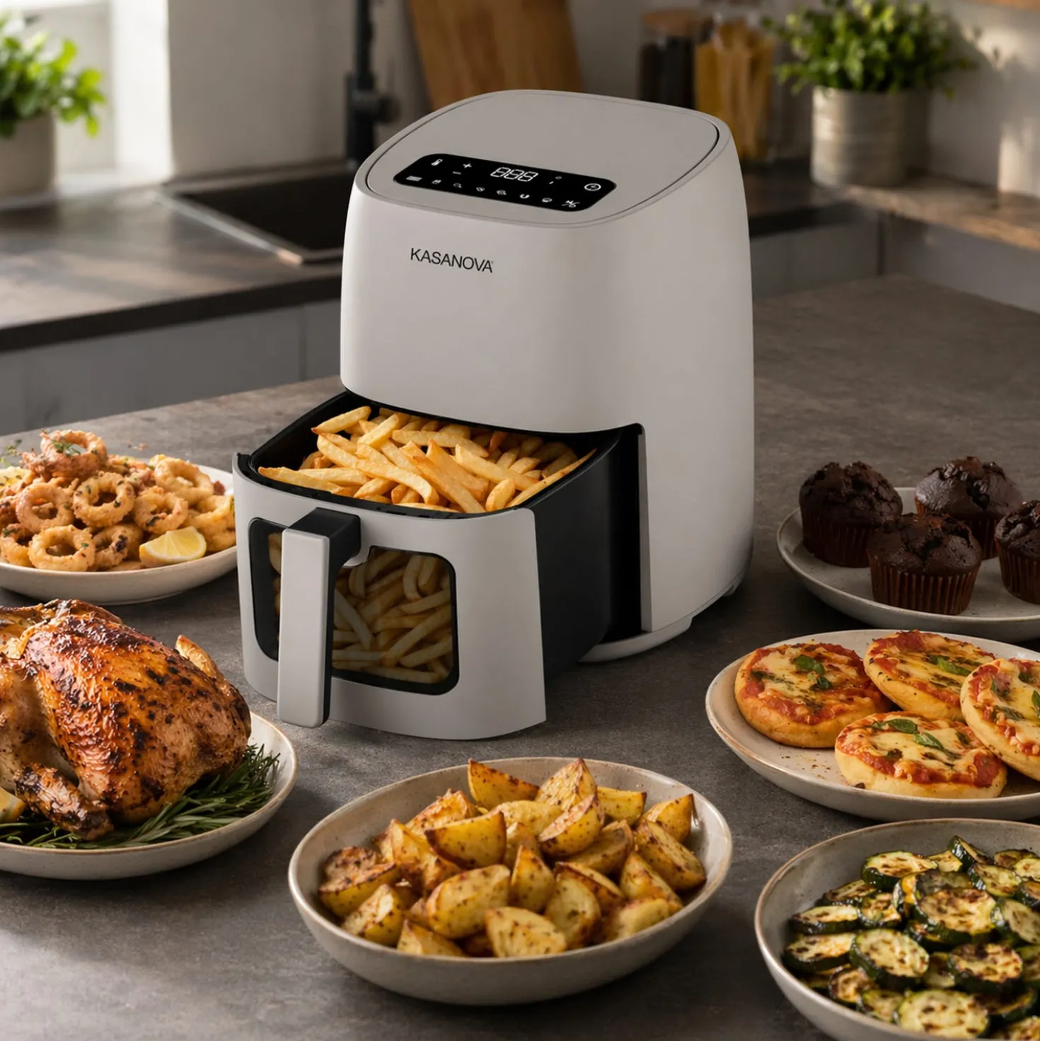 Friggitrice ad aria digitale 4 L 1500 W grigia