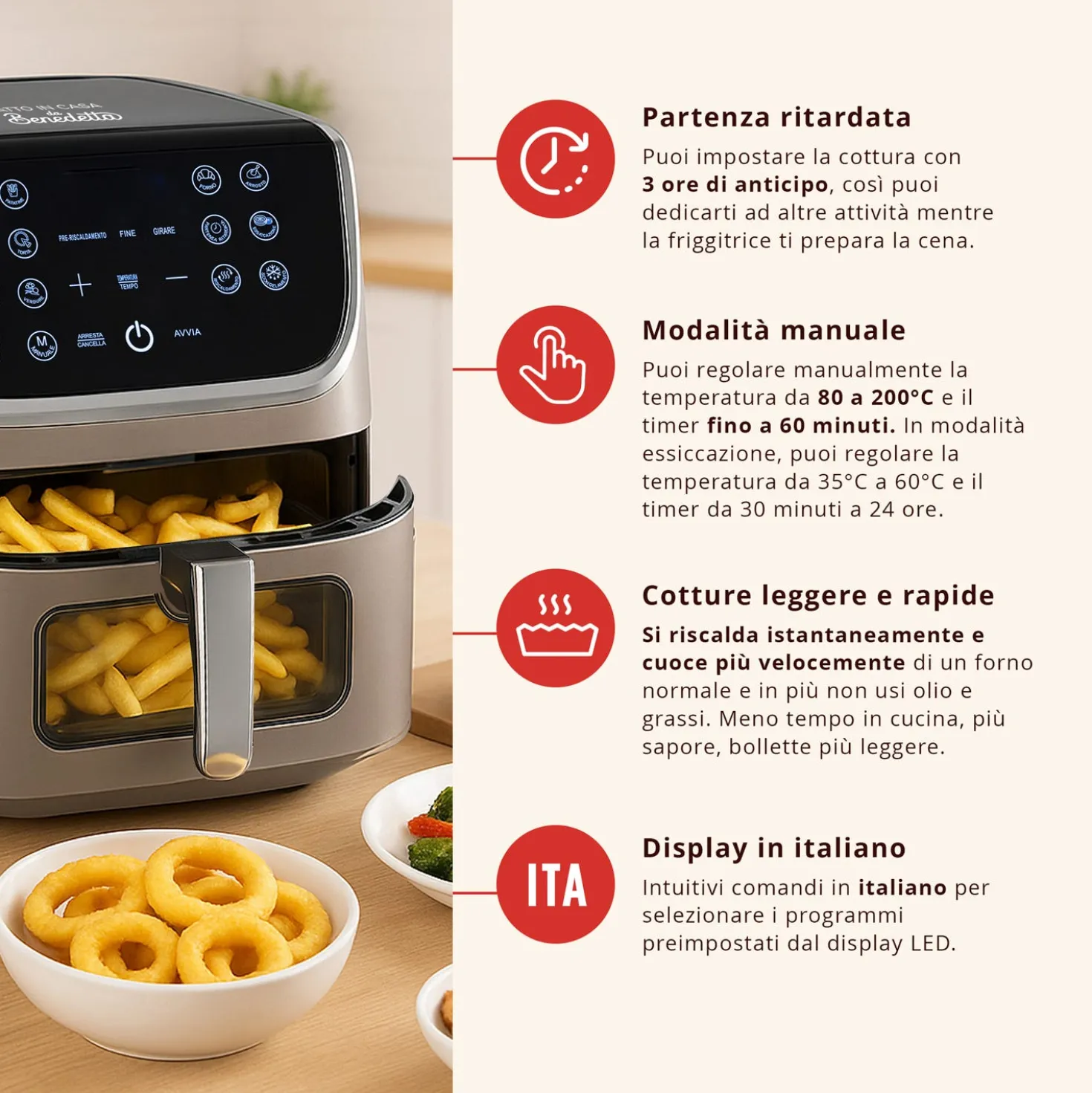 Friggitrice ad aria doppia resistenza 6,5 L Fatto in casa da Benedetta