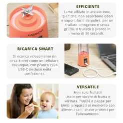 Frullatore portatile senza fili 350 ml corallo