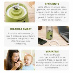 Frullatore portatile senza fili 350 ml verde