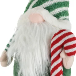 Gnomo Natale gambemolli 75 cm righe verde bianco