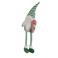 Gnomo Natale gambemolli 75 cm righe verde bianco