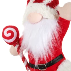 Gnomo Natale piede alzato 45 cm cappello rosso righe