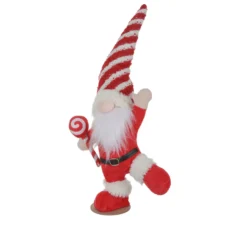 Gnomo Natale piede alzato 45 cm cappello rosso righe