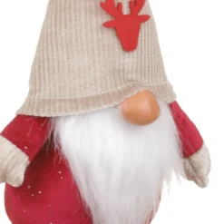 Gnomo natalizio 55 cm gambe molli con cappello in velluto e renna