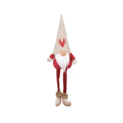 Gnomo natalizio 55 cm gambe molli con cappello in velluto e renna