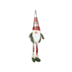 Gnomo natalizio 75 cm gambe molli con cappello tartan