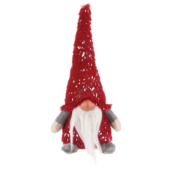 Gnomo natalizio fermaporta 26 cm, rosso