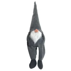 Gnomo natalizio seduto 55 cm, grigio