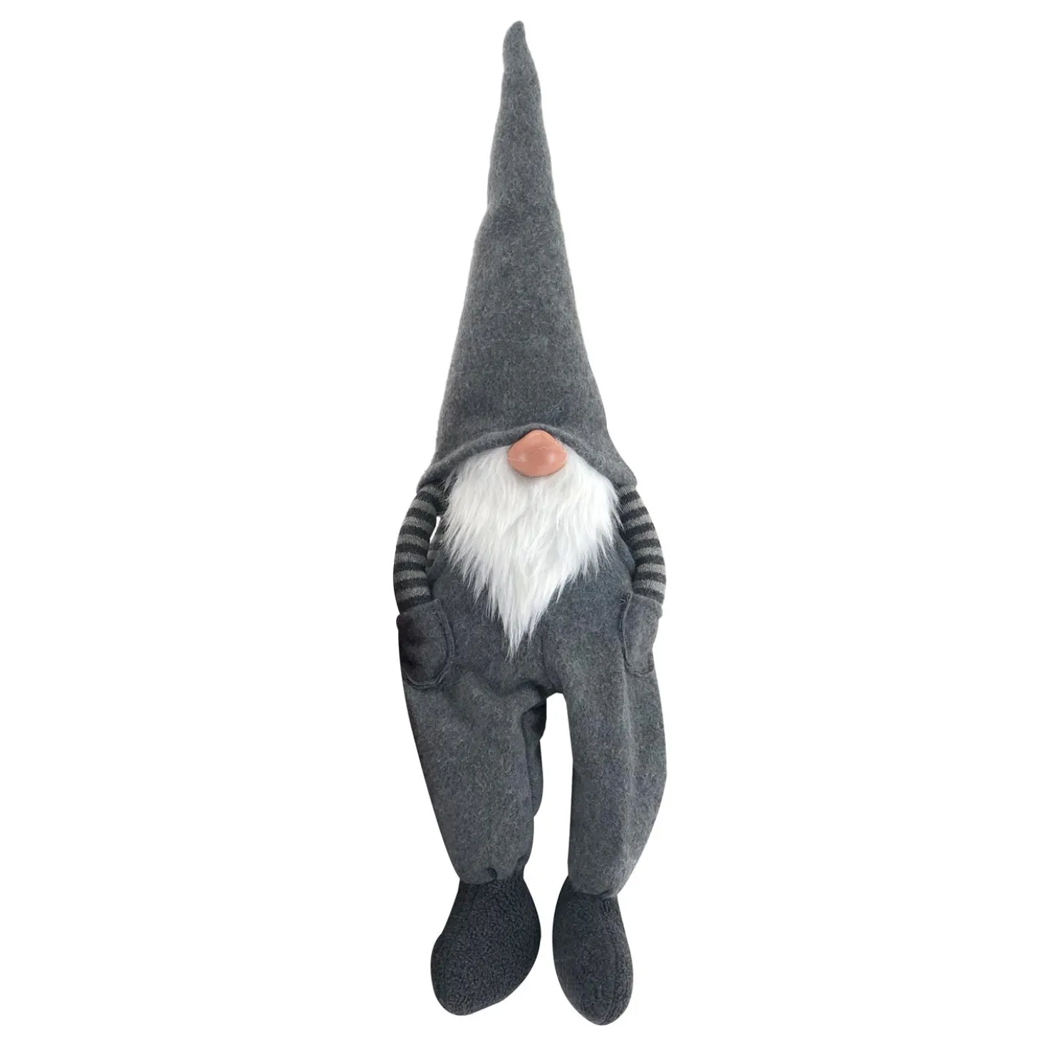 Gnomo natalizio seduto 55 cm, grigio