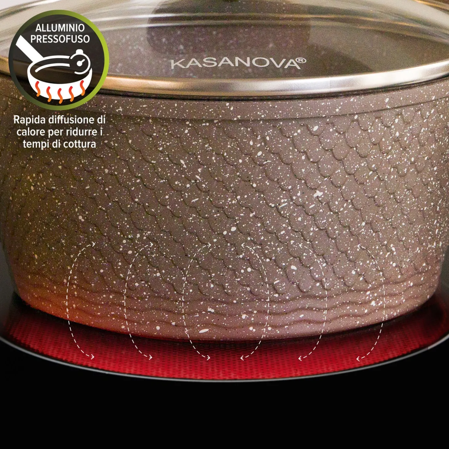 0% grassi tegame 24 cm, con coperchio