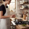 Grembiule da cucina cotone tinto filo righe scure
