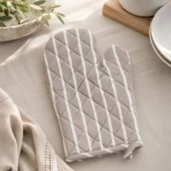 Guanto da forno cotone tinto filo righe chiare