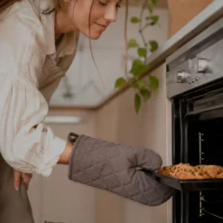 Guanto da forno tortora cotone Slub