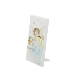 Icona Angelo azzurro 6x12 cm con argento Miro Silver
