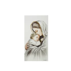 Icona Madonna e bambino 9x18 cm con argento Miro Silver