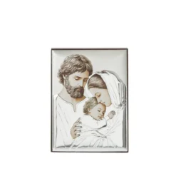 Icona Sacra famiglia ceramica 10x7 cm con argento Miro Silver