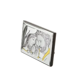 Icona Sacra famiglia oro 10x7 cm con argento Miro Silver