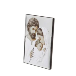 Icona Sacra famiglia 14x10 cm con argento Miro Silver