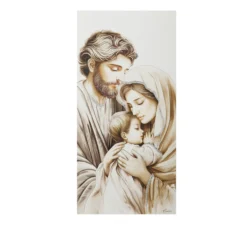 Icona Sacra famiglia 16x32 cm legno e argento Miro Silver