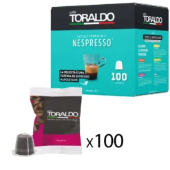 Kit Macchina caffè bianca e 100 capsule Classica Toraldo