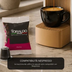 Kit Macchina caffè bianca e 100 capsule Classica Toraldo
