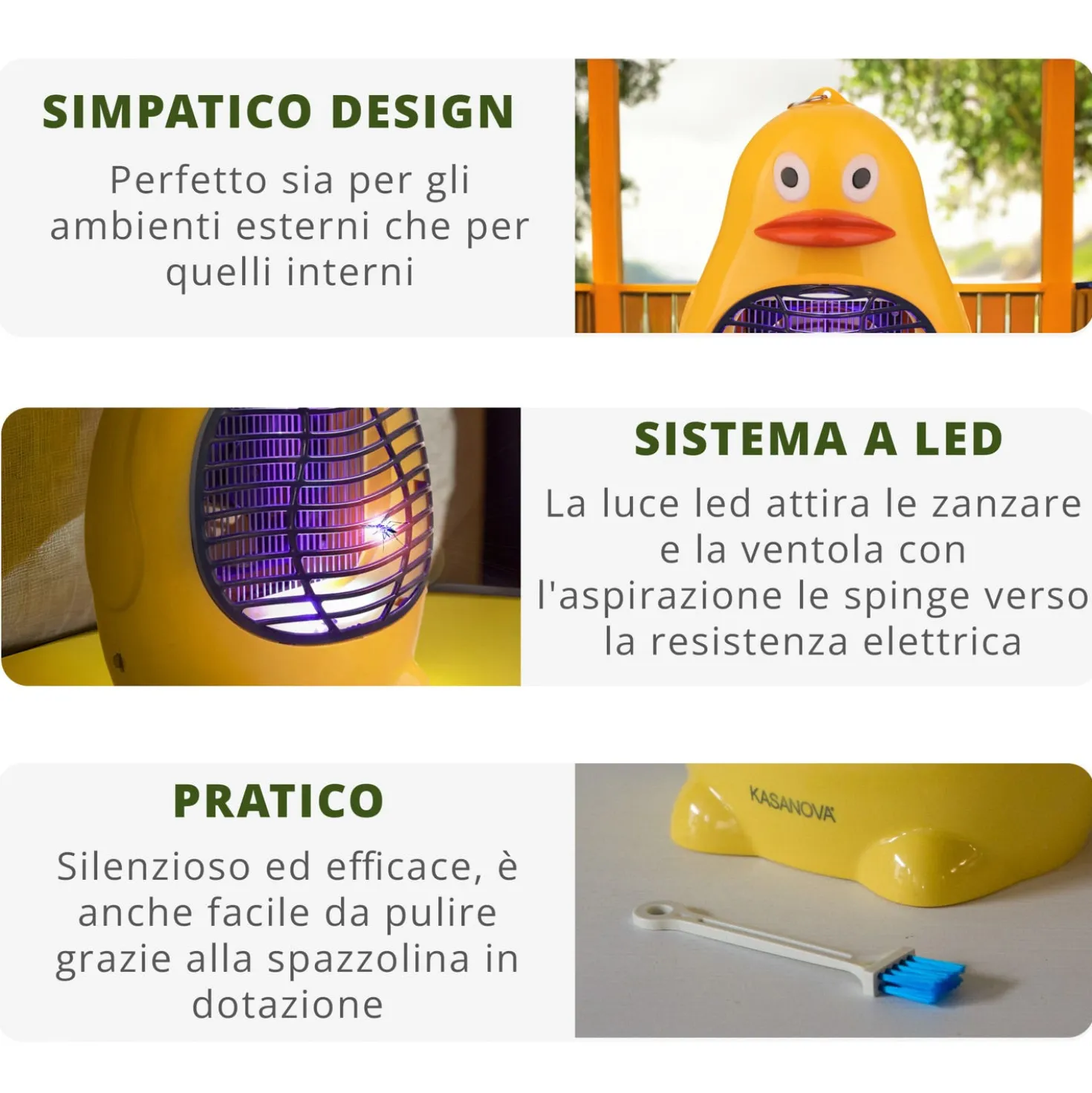 Lampada antizanzare elettrica con luce led papera