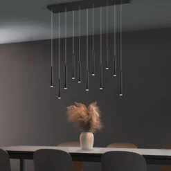 Lampada a sospensione 11 luci nera Tubular Trio