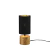 Lampada da tavolo nera base legno 30 cm Woody Trio