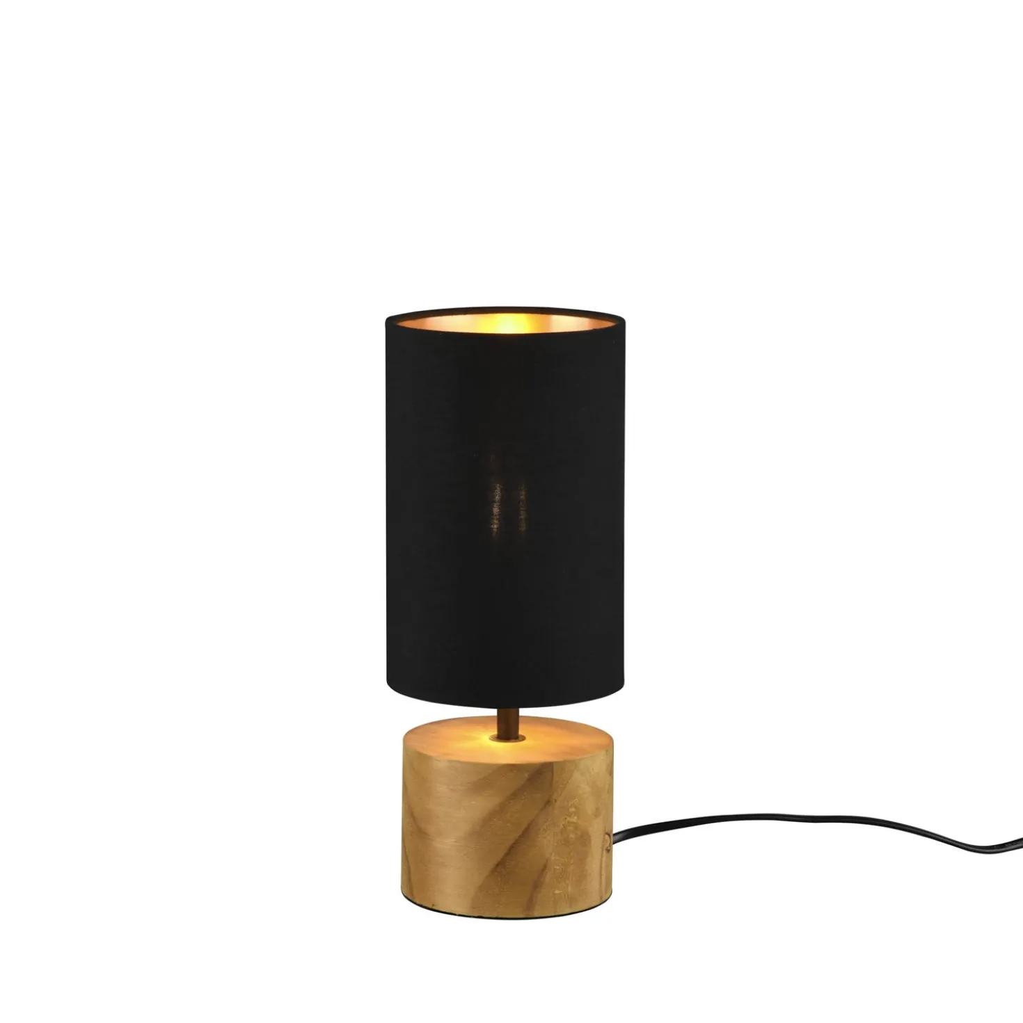 Lampada da tavolo nera base legno 30 cm Woody Trio