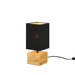Lampada da tavolo nera quadrata legno 30 cm Woody Trio